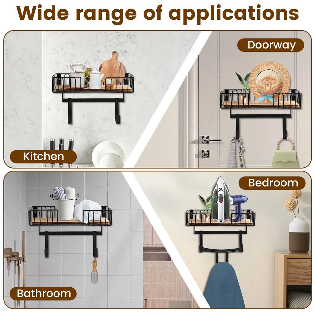 Подвеска для гладильной доски для настенного крепления Т-образной формы, держатель для гладильной доски с деревянным основанием для хранения, несущий, со съемными крючками, новый
