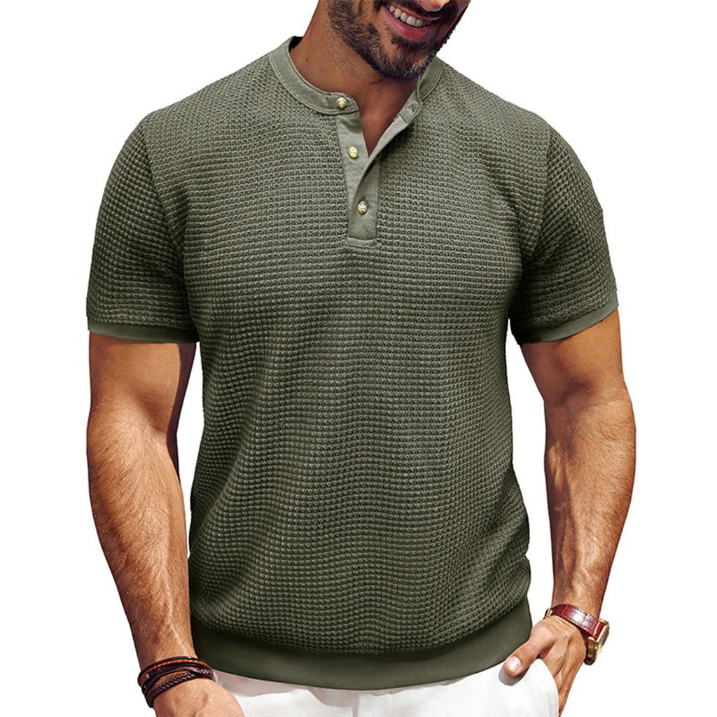Men's Short Sleeved Textured Knitted Shirt T-shirt Pullover
