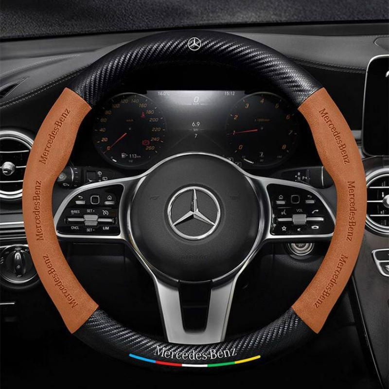 Для рулевого колеса Mercedes AMG CLA GLC GLK A B C E S Class W212 W213 W204 W203 W123 W124 Замша Углеродное волокно Интерьер автомобиля