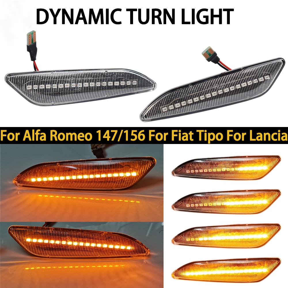LED Dynamic Blinker Side Marker Turn Signal Lights Lamp Accessories For Alfa Romeo 147 156 Fiat Egea Tipo Lancia Delta Ypsilon 3