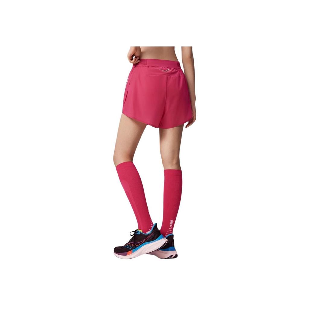 SAUCONY Профессиональные тренировочные быстросохнущие дышащие двухслойные спортивные шорты Женские шорты Фиолетовый Малиновый SA1250DP63T-RD024