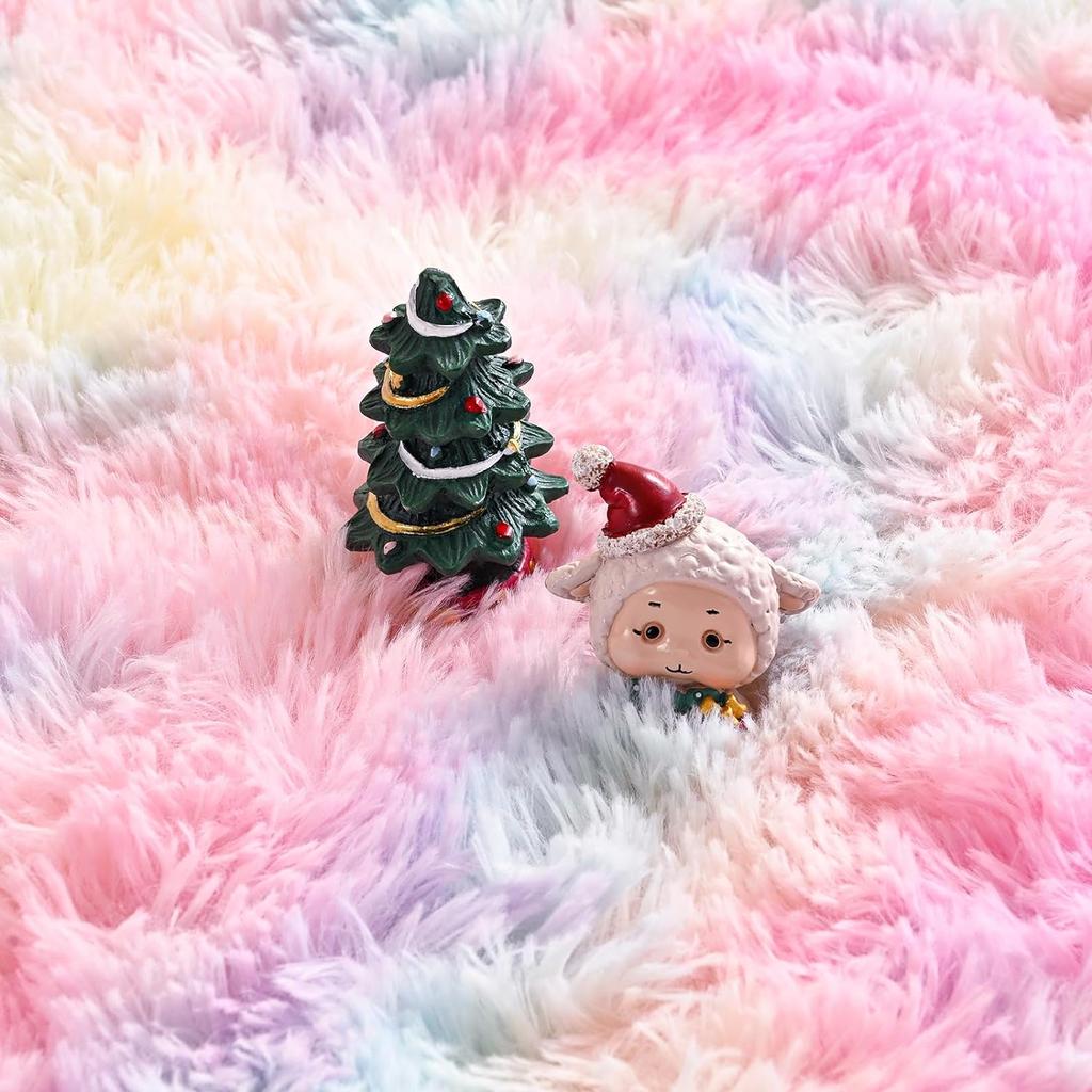 NOAHAS Soft Fluffy Rainbow Rugs for Girls Bedroom Shaggy Kids Playroom Home Decor Mat Colorful Plush Nursery Cute Fuzzy Carpet