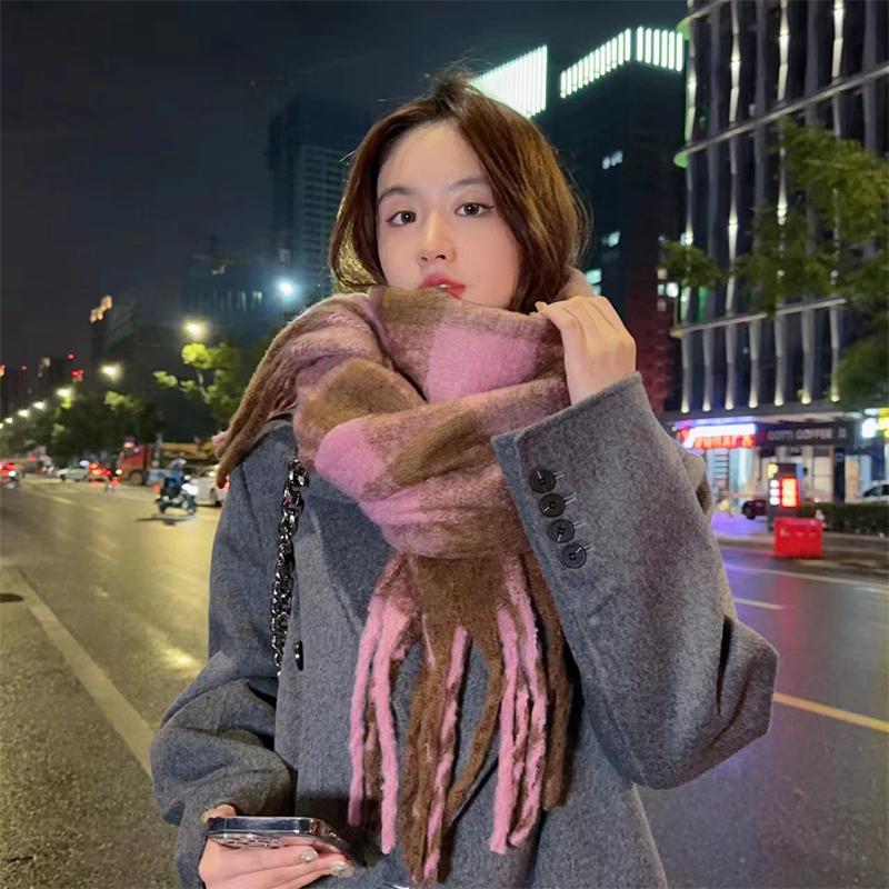 Women'S Winter Thickened Versatile Cashmere Shawl Warm Solid Color Scarf