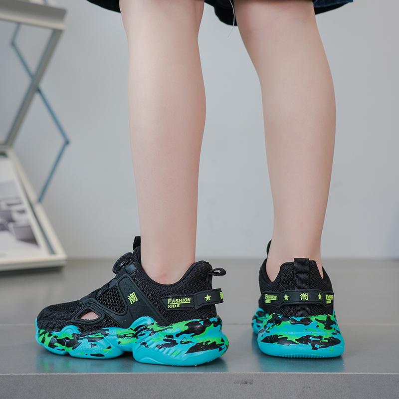 28-39 Children's Large Lightweight Breathable Fashionable Velcro Casual Running Sneakers for Kids