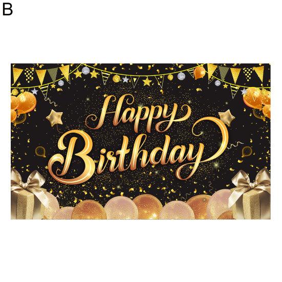 Баннер на день рождения, прозрачная печать, блестящий полиэстер, фон для вечеринки в честь Дня Рождения, тканевый домашний декор для фестиваля