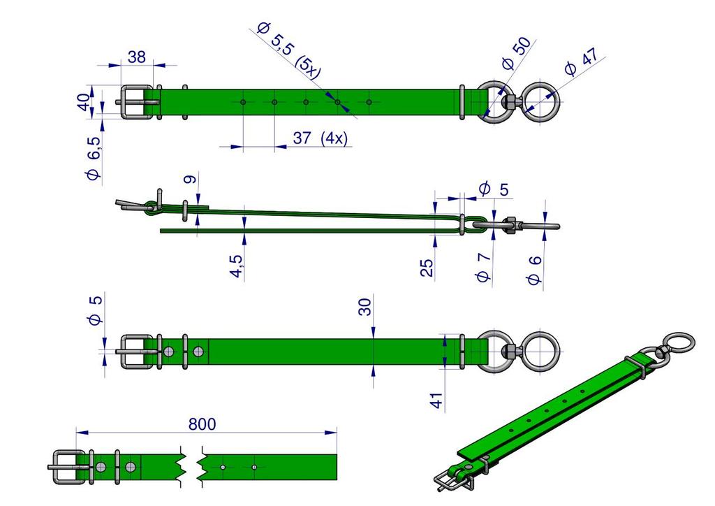 Narrow collar, 80 x 3 with a swivel, Royal Farm