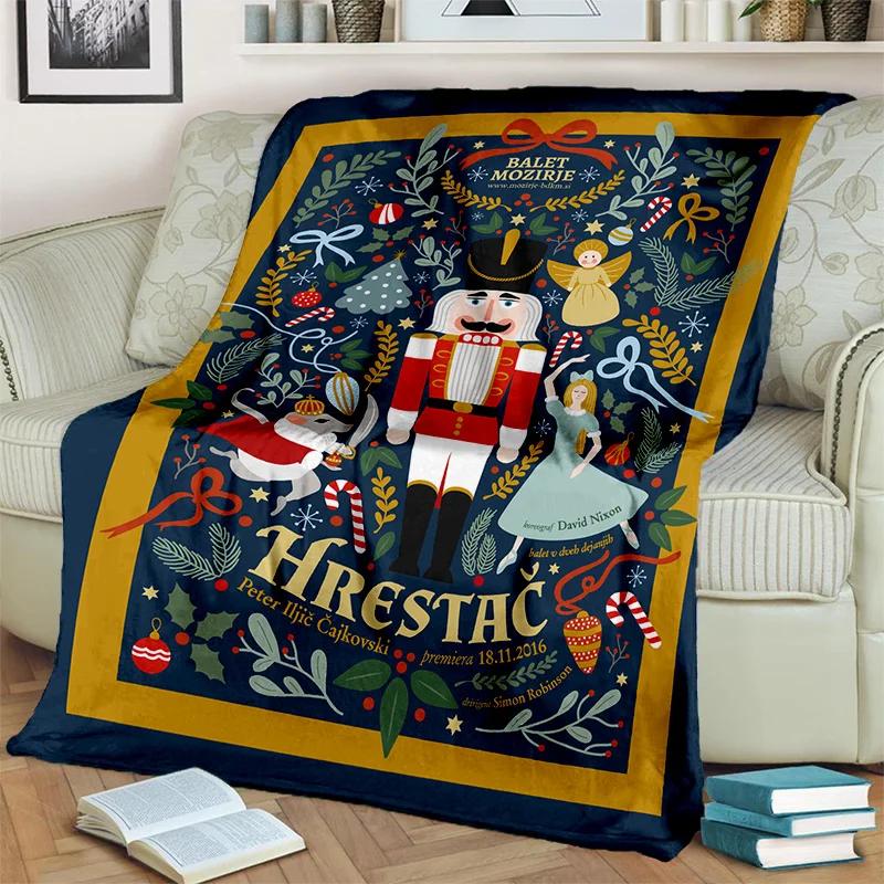Одеяло с рисунком рождественской елки «Щелкунчик», мягкое одеяло для дома, спальни, кровати, дивана, пикника, путешествия, офиса, детское одеяло
