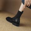 Krazing Pot Микрофибра Осенне-зимняя обувь Толстый средний каблук Размер 43 Ботинки челси Вязаный сзади Эластичные ботильоны