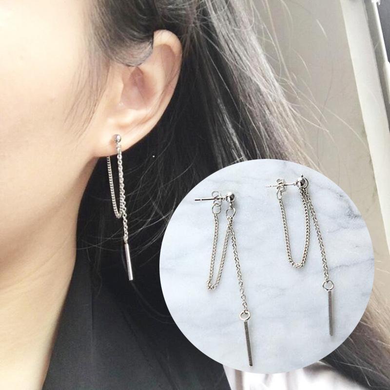 Korean Fashion Tassel Earrings Silver Metal Thread Pendants Dangle Earrings for Women Girls Trendy Ear Decoration