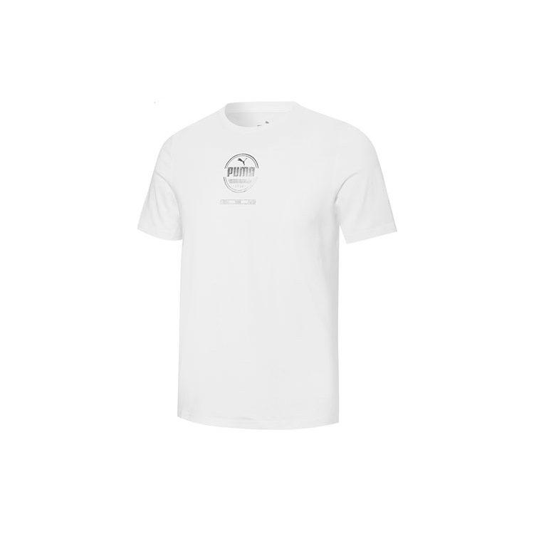 PUMA T Shirts Men's White Crew Neck Moderate Straight Fit 670878-02