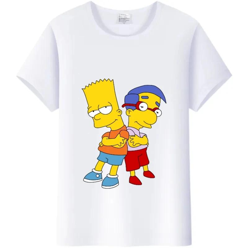 Casual Disney Cartoon Simpson Harajuku T-shirt Summer Blouses Ladies Men White Tees Tops Short Sleeve Blouses Women 90S Tshirt