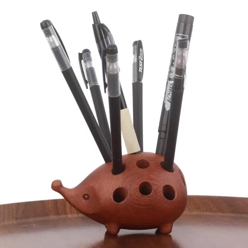 Nordic Hedgehog Wooden Pen Holder for Office or Kids' Room Decor