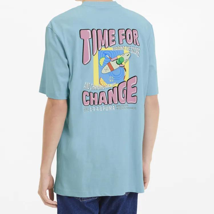PUMA Set-in Sleeve T-Shirt Men's Sky Blue (Unisex) T-Shirts 597337 18