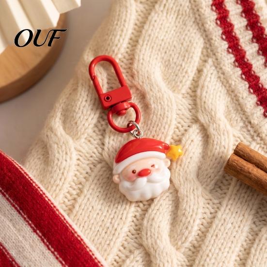 Decorative Keyring Accessories Christmas Theme Keychain, Cartoon Santa Claus Elk Bear Tree Decoration Holiday Party Favors Pendant, Festive