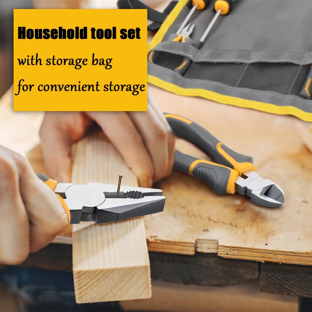 Плоскогубцы из 7 предметов, набор гаечных ключей, отвертка, отвертка, гаечный ключ, набор плоскогубцев, бытовые инструменты с сумкой для хранения