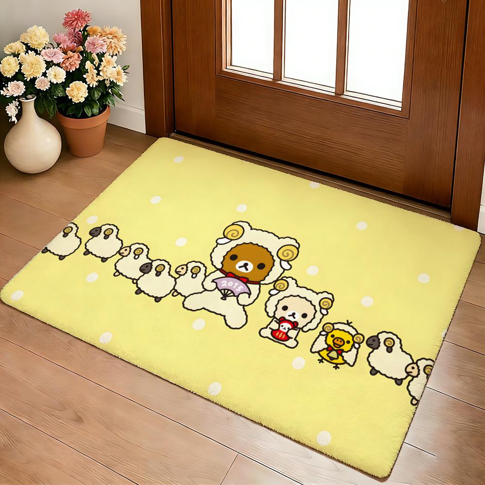R-Rilakkuma Аниме Напольный Коврик Уютный Фланелевый Мягкий Толстый Нескользящий Коврик Для Гостиной Спальни Кухни Декор Ковры