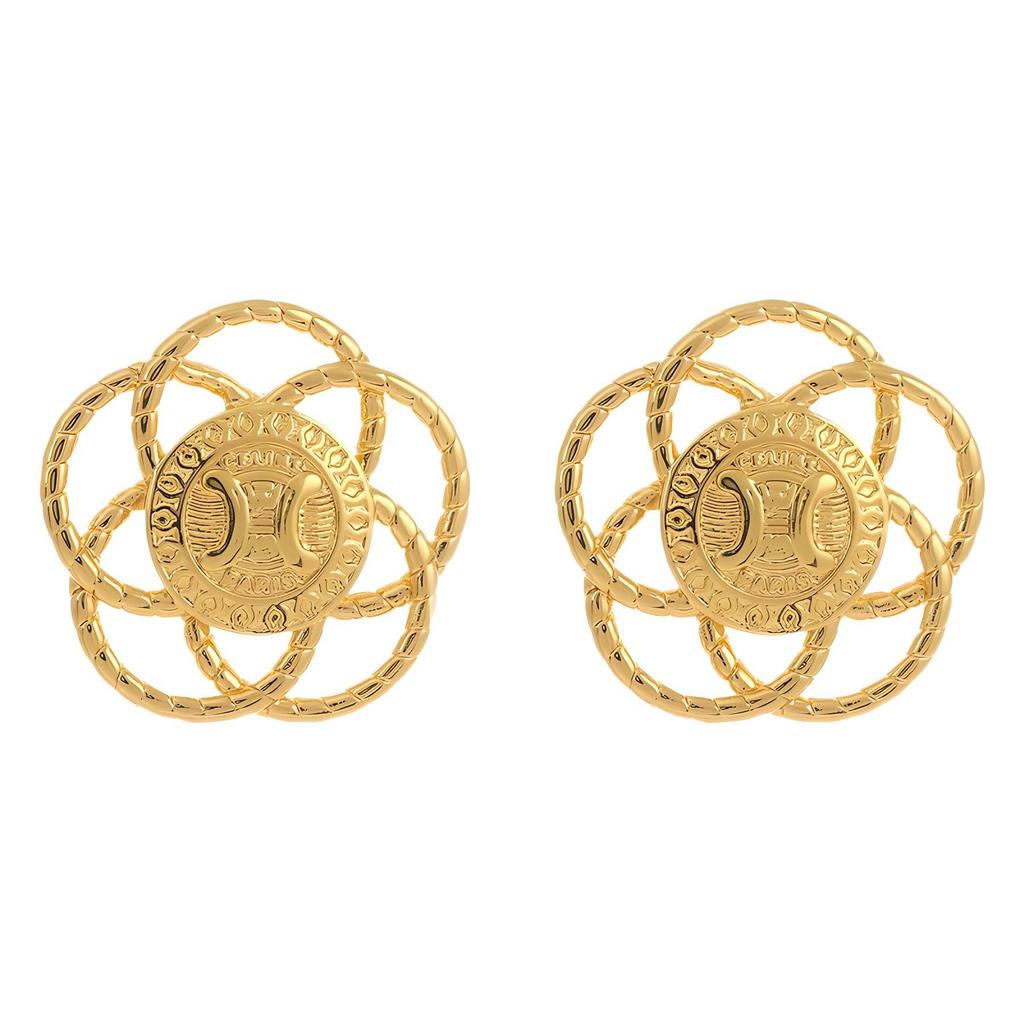 2024 European & American Fashion Niche Design Versatile Brass Stud Earrings for Women