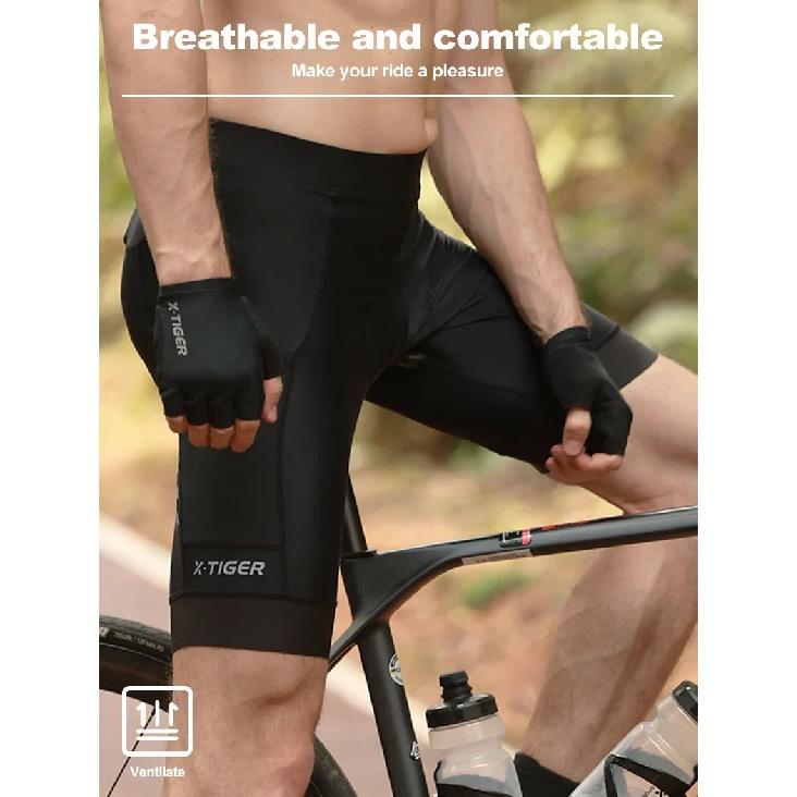 X-TIGER Cycling Shorts Men's Pro Shock Absorption 5D Padded Reflective Breathable Mountain Road Bike Shorts with Back Pockets
