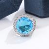 Exquisite Sparkly Royal Blue Zircon Ring Sparkly for Lady AAAfor Attending Banquet Wedding Event Anniversary Gift