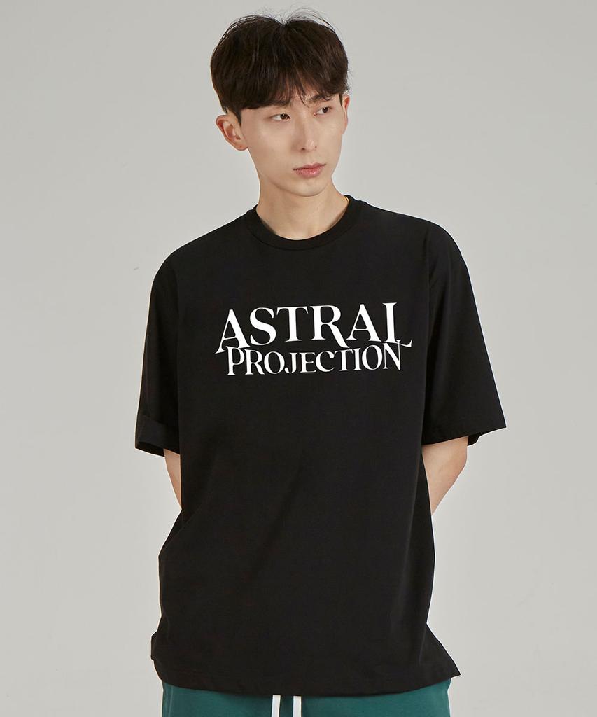 ASTRAL PROJECTION Basic Lettering Logo Round Neck 40-Count Double-Weave Cotton Short Sleeve T-Shirt_Black