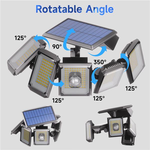 5 Heads Solar 300 LED Light Outdoor Motion Sensor Waterproof Wide-angle Illumination Wall Lamp Garden Courtyard Street Lights
