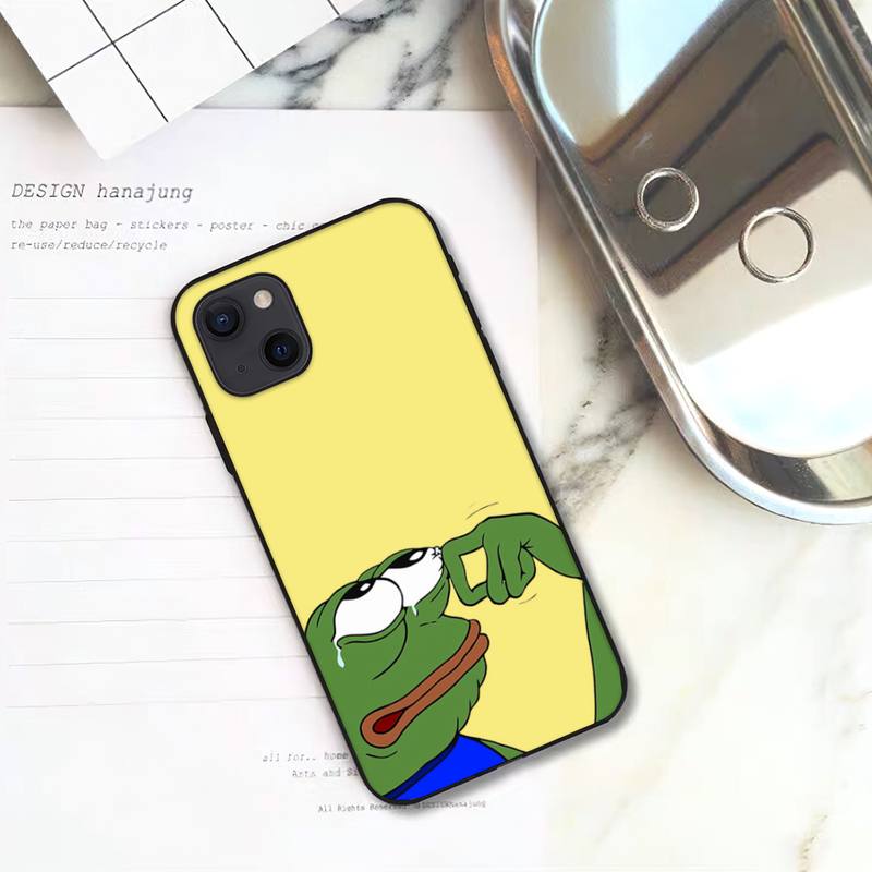 Чехол для телефона Sad Funny Frog Pepe Man Frog для iPhone 11 12 Mini 13 14 15 Pro XS Max X Plus SE XR Shell
