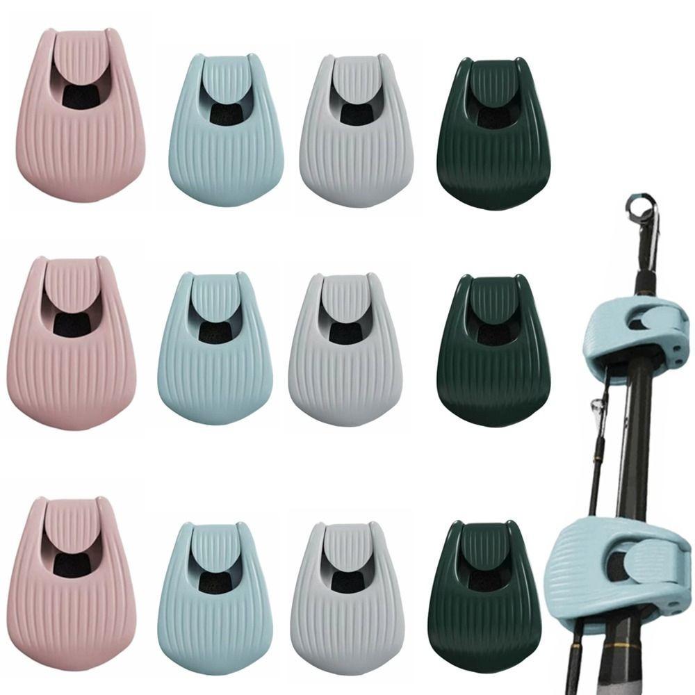 12PCS PVC Fishing Pole Holder Clips 2 Adjustable Levels Fishing Rod Ties Clip  For Spinning Rods