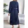 GMXIA Autumn and Winter Elegant Contrasting Polka Dot Cross V-neck Pleated Long Dress Women's Wear