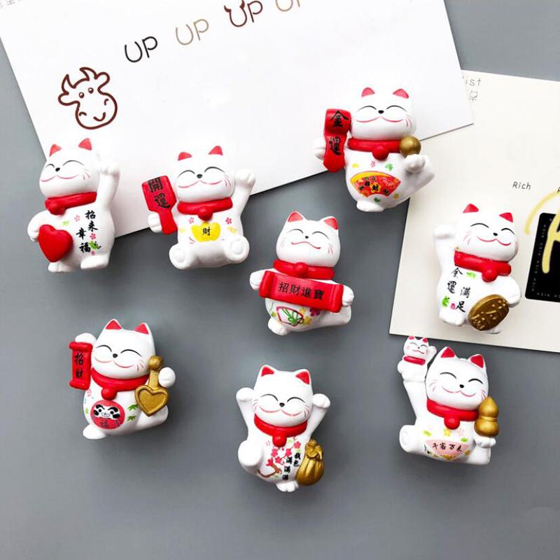 Креативный магнит на холодильник, милая декорация в виде кота Чжаоцай, магнитная наклейка, липкий блокнот, милый магнит на холодильник