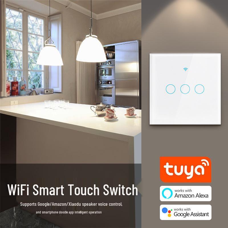 Умный настенный сенсорный выключатель Tuya WiFi для голосового управления Alexa и Google