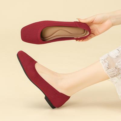 Одинарная обувь женская вязаная плетеная обувь обувь для бабушек летающая вязаная обувь-яичный рулет плоская большого размера обувь-бини