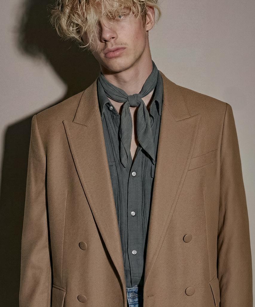 Untage Wool Double-Breasted Jacket [Camel(Unisex)]_Uth-Fb77