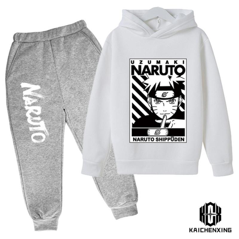 Одежда с длинными рукавами Наруто для мальчиков, одежда для детей 4–14 лет, детские комплекты, повседневный хлопковый спортивный костюм для маленьких мальчиков, комплект с капюшоном и штанами