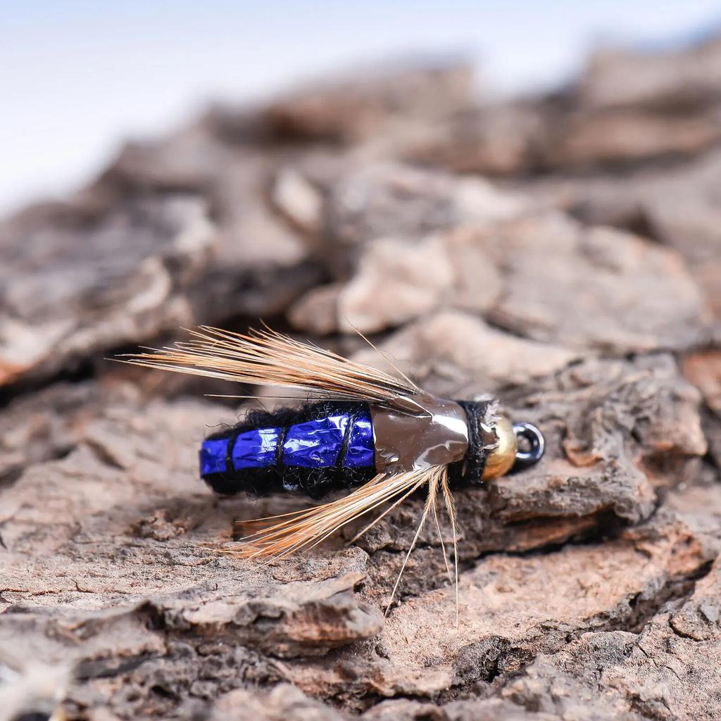 LEO FISHING 50pcs/40pcs Box Fishing Accessory Goods Bead Head Fast Sinking Nymph Scud Fly Bug Worm Trout Fishing Tools Insect Fishing Bait Lure