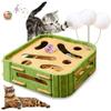 Interactive Cat Game Box 5-in-1 Cat Scratching Posts Fun Cat Puzzle Toy Self-entertainment
