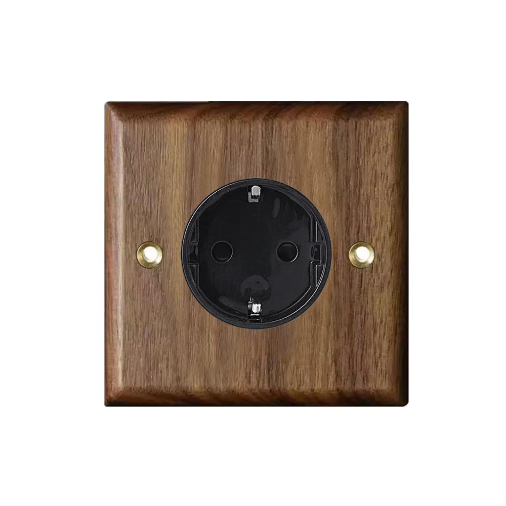 High Quality Retro Europe Type Vintage Wall Light Switch Socket, Solid Wood Brass Toggle Switch Plate, Antique Home Stay Switch