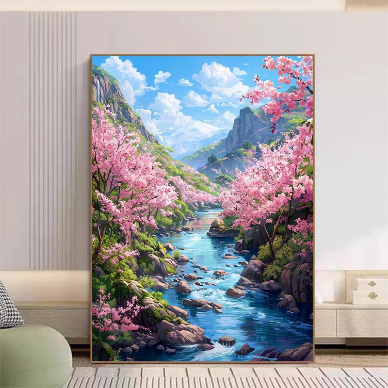 5d DIY Алмазная картина вышивка крестом персиковый цвет речной пейзаж рукоделие алмазная вышивка мозаика полный круглый дрель домашний декор