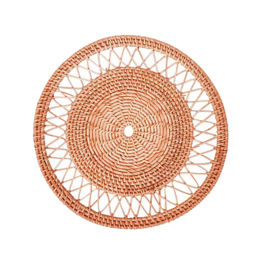 Nordic Styles Handwoven Rattan Flat Wall Basket Elegant Hanging Wall Decors Home Decoration Ornament for Modern Interior