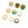 Набор из 9 разноцветных колец из смолы с широким ободком: Простой, Милый, Модный, Универсальный, Популярный Европейский и Американский стиль.