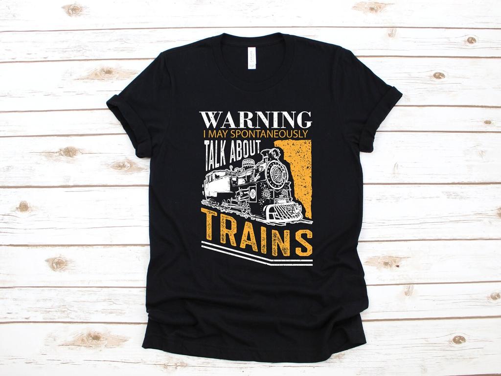 Warning Talk About Trains T-Shirt, Funny Train Conductor Tank Top, T-shirt, T-shirt,T-shirt, Train Watcher Kids Tee Apparel Gift