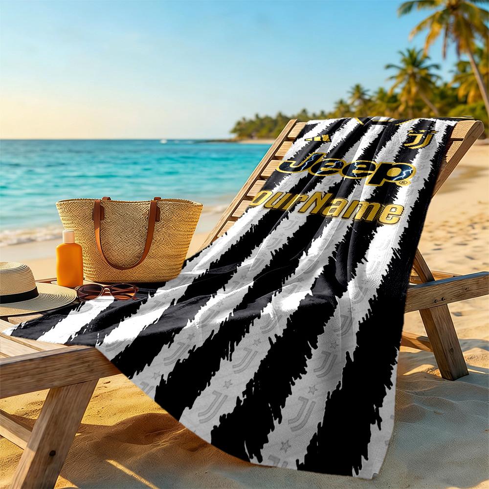 Juventus Customize Text Beach Towel Soft Durable Quick-Dry For Beach Bathroom Outdoor Swimming Pool Camping Picnic Yoga Diving Vacation Accessories