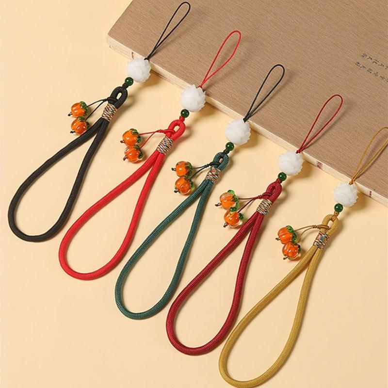 Liuli Persimmon Mobile Phone Chain Pendant -lost Wrist Lanyard Persimmon Bodhi Root Lotus Earphone Camera Chain