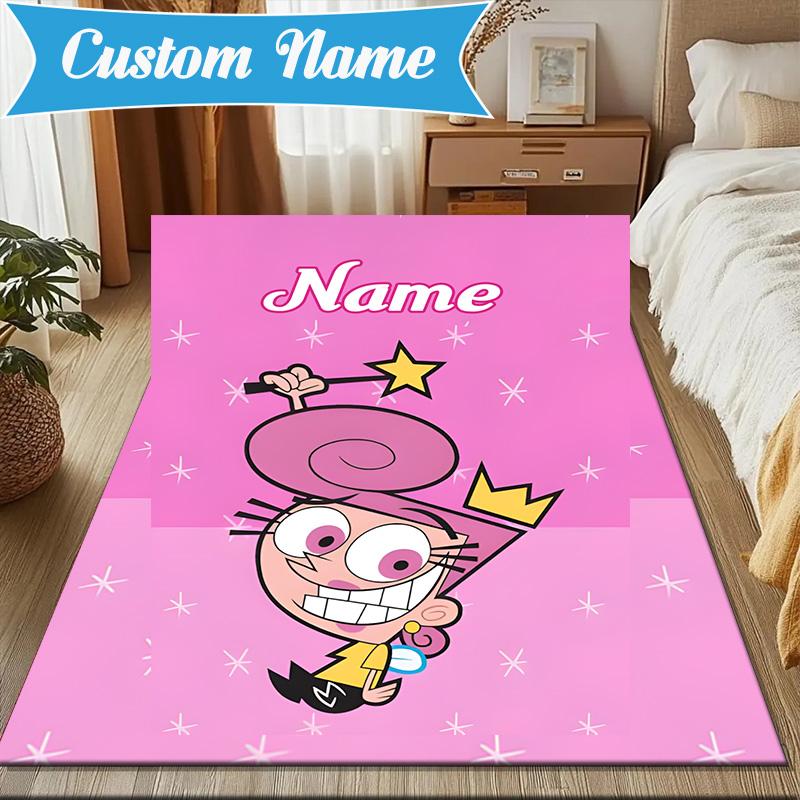 Custom Name Magical Star Crown Adventure Rug for Living Room, Game Rooms, Office, Bedroom, Floor Mat Playful Design, fan gifts Christmas decor