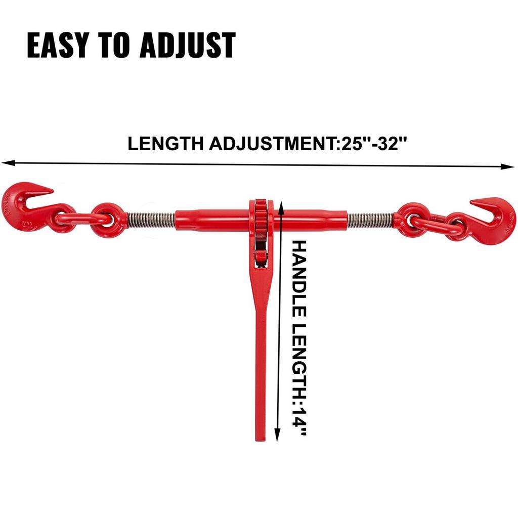Chain and Binder Kit Ratchet Load Binder 3/8in-1/2in 10ft Chains Hauling