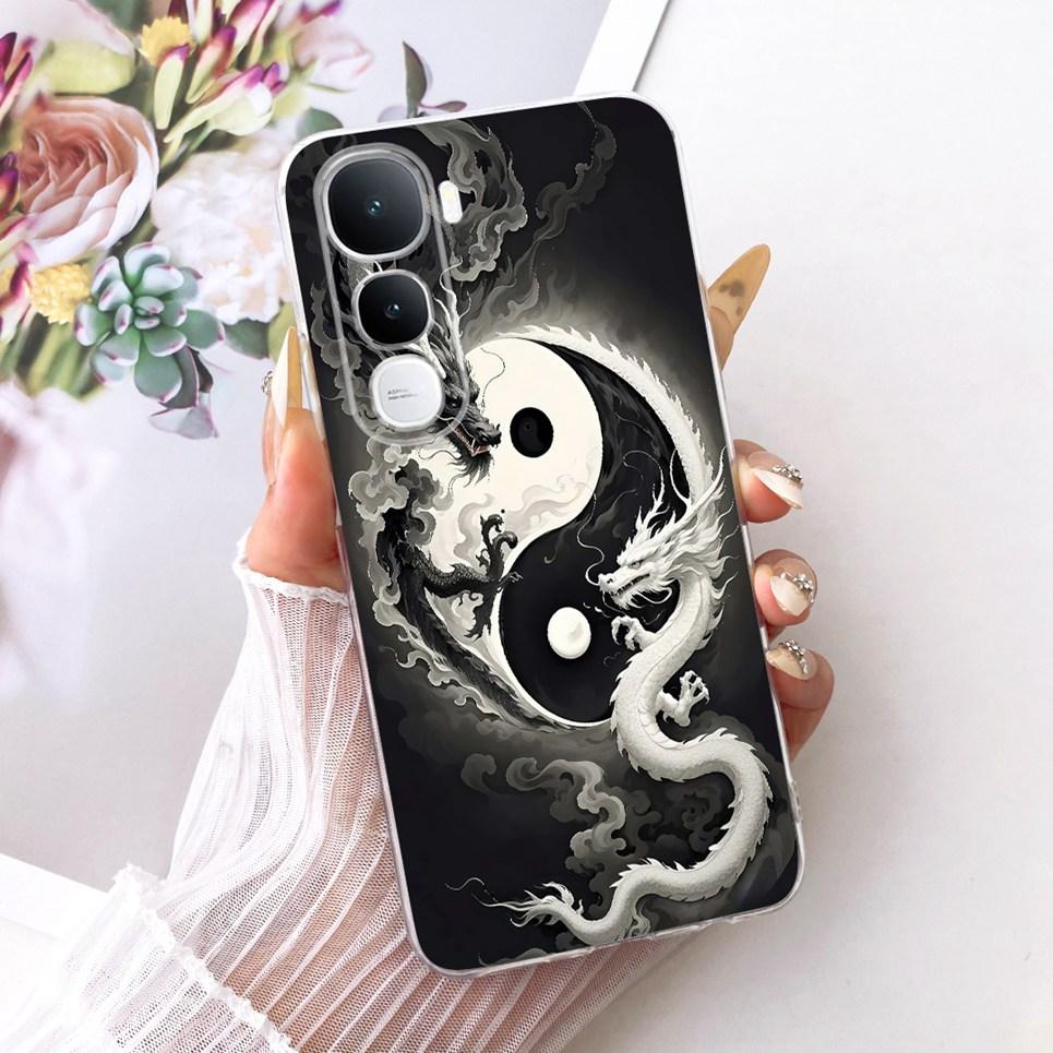 For Vivo Y400 4G 5G V2506 / Vivo Y400 Pro Phone Case Chinese Dragon Cute Cat Cartoon Pattern Casing Soft Clear Silicone Cover