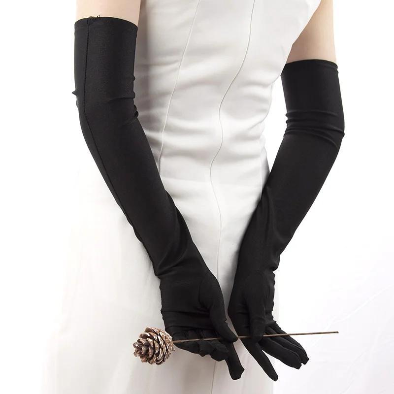 Elbow Stretch Satin Finger Long Gloves Women Flapper Gloves Matching Costume