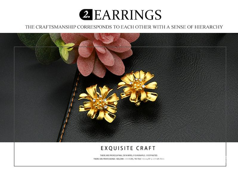 Комплект свадебных украшений из золота 24 карата в Дубае: Ожерелье, Кольцо, Серьги, Браслет