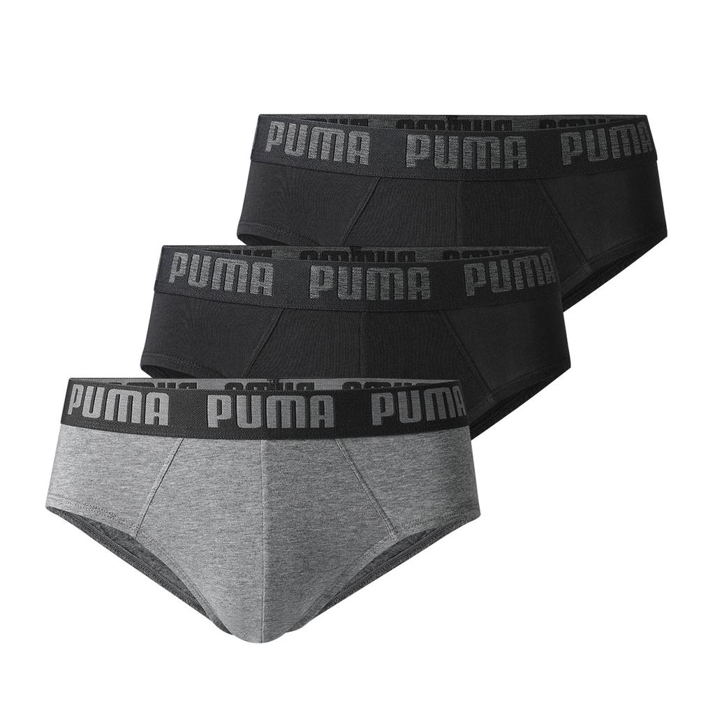 Puma Letter Logo Comfortable Triangle Underwear 3-Pack Men Underwear Black Gray 701230245-001