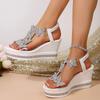 Fashion Shiny Crystal Wedge Heel Sandals for Women Fashion Clear PVC Platform Sandals Woman Thick Sole Rhinestone Butterfly Party Shoes