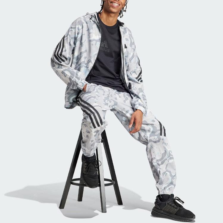 Adidas ALLOVER PRINT Jackets Men's Jade White Hooded Moderate Other IB6124